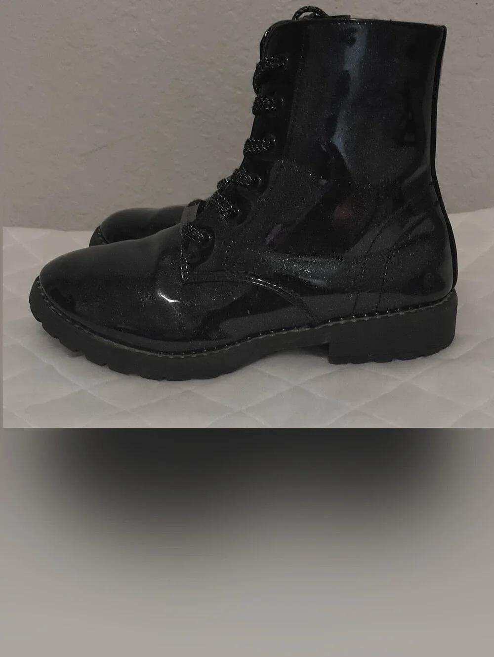 Tahari Black Patent Kids Lace-Up Boots